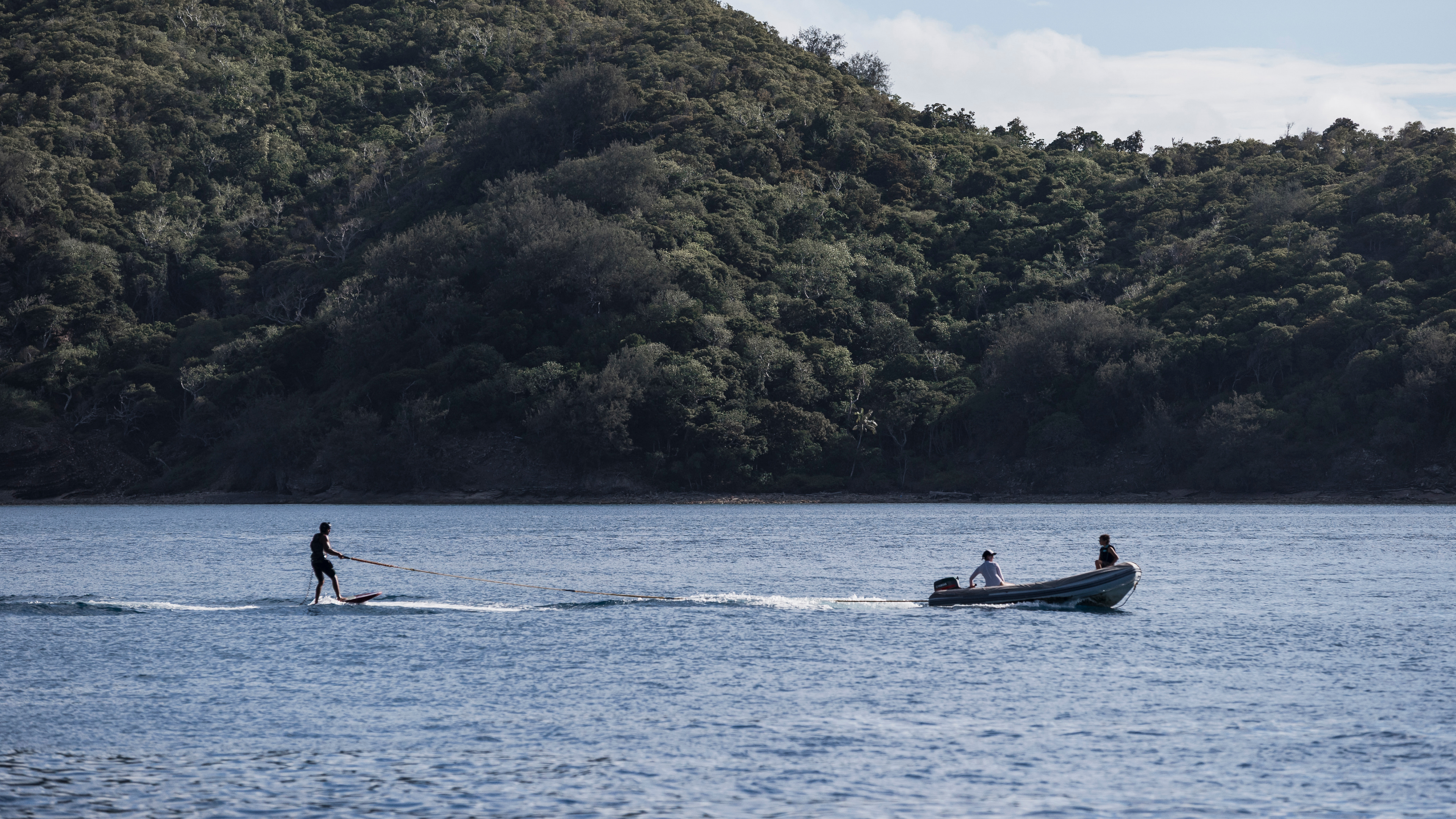 Wing foil and water toys from the catamaran